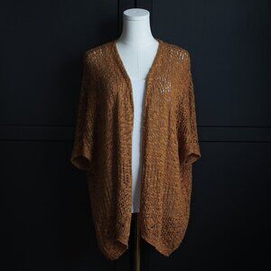 Forever 21| Crochet, Short Dolman Sleeve, Knit Style, Open Cardigan in Caramel